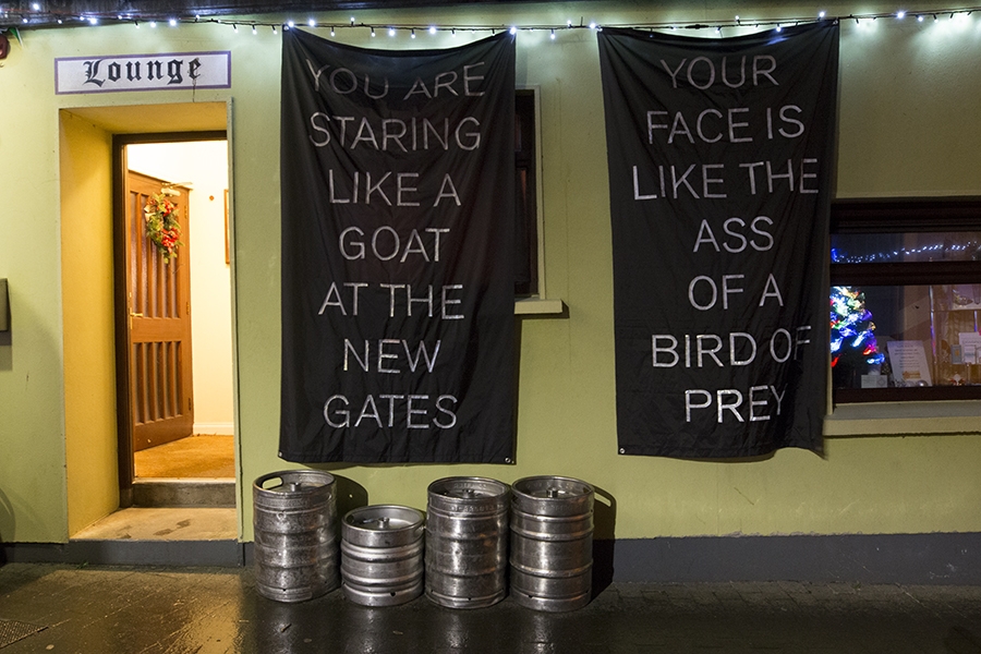 Banners outside of Cagney's Bar